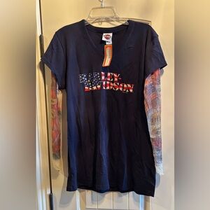 95. Harley-Davidson Dark Blue V-Neck Tee